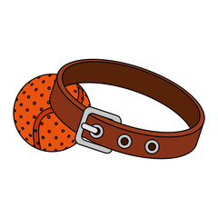 collar for dog with ball toy isolated icon