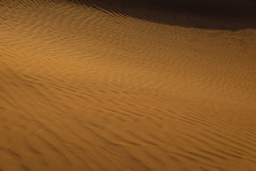 Red and yellow Sands in the RUB al-Khali desert . The texture of sand dunes in the desert is yellow and orange. Waves of sand