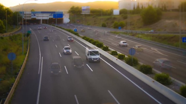 Time lapse tilt shift format of traffic on the island of mallorca.