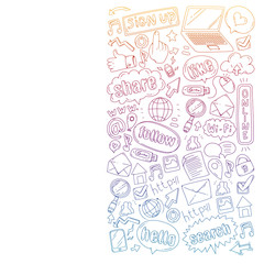 Social media, business, management vector icons. Internet marketing, communications.