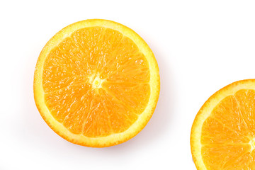 sliced orange on a white background