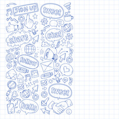 Social media, business, management vector icons. Internet marketing, communications.