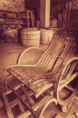 Old Antique retro style wooden reclining chair