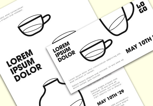 Event Flyer with Cup and Vase Illustrations