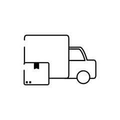 truck vehicle cardboard box cargo delivery line style icon