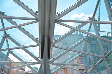 Arc polycarbonate canopy and reinforced concrete construction