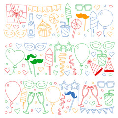 Vector pattern with bithday icons. Holiday and celebration.