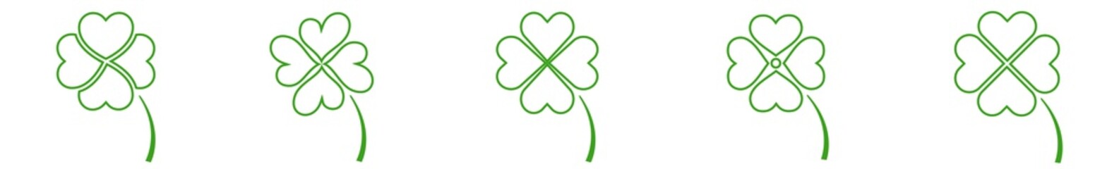 Shamrock Icon Green Shape | Shamrocks | Four Leaf Clover | Irish Symbol | St Patrick's Day Logo | Luck Sign | Isolated | Variations