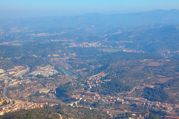 panoramic view of Monistrol de Montserrat in Catalunya 
