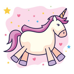 cute unicorn fantasy with hearts and stars decoration