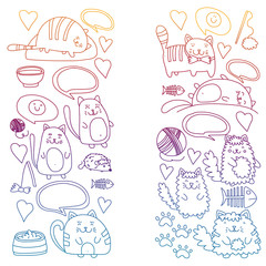 Vector pattern with cute little cats and kittens for children.