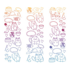 Vector pattern with cute little cats and kittens for children.