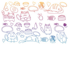 Vector pattern with cute little cats and kittens for children.