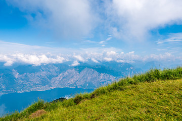 Fototapeta premium Fragment of a nice mountain view from the trail at Monte Baldo in Italy.