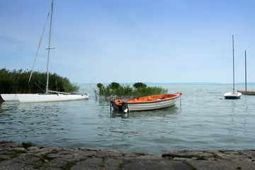 Fototapeta na wymiar Boats on Lake Balaton in Hungary