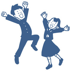 Fototapeta premium 学生ジャンプ単色