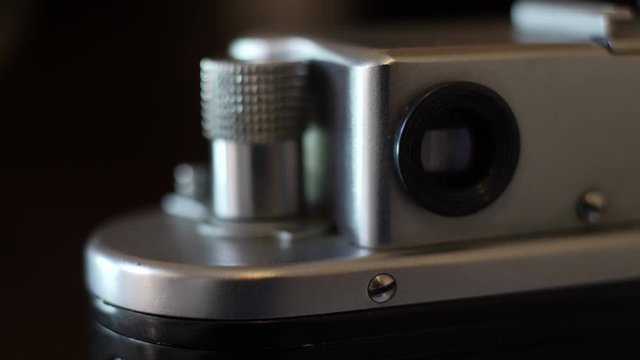 Close up of vintage film camera
