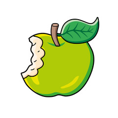 Green bitten apple isolated