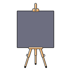 Easel with a big blank black board isolated