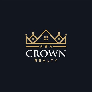 crown house line outline  logo design vector icon download