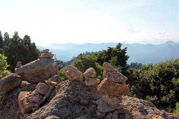 Miyajima, Japan - July 20, 2019: A far side of Hiroshima Bay as seen from the top of Misen mountain, Miyajima