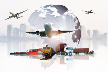 The world logistics  background or transportation Industry or shipping business, Container Cargo ...