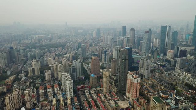 nanjing city sday time smog aerial panorama 4k china