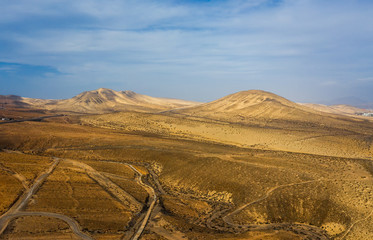 Fototapeta premium This is an aerial drone shot from Canary islands. Sotavento beach is on the coast of Fuerteventura island. October 2019