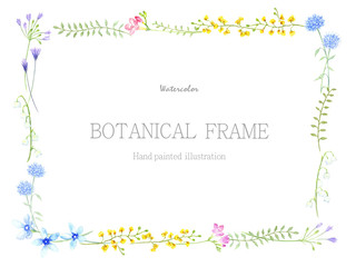 植物のシンプルフレーム　水彩イラスト