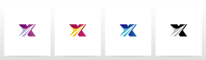 Swoosh Pointed Graphic On Letter Logo Design X