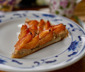 Delicious Apricot almond cake on puff pastry.