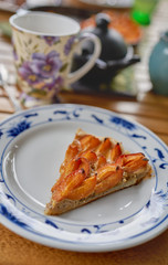 Delicious Apricot almond cake on puff pastry.