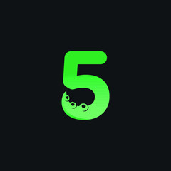 Initial Number 5 Logo Design with Tentacle Element