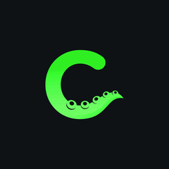 Letter C Logo Design with Tentacle Element