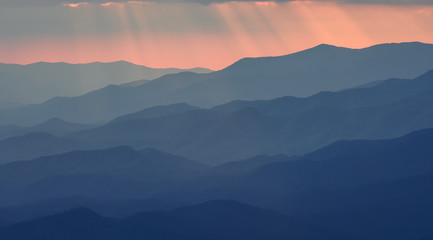 Fototapeta na wymiar Multiple Layers of Mountains In Blue Ridge