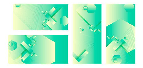Set of cards in the style of abstract trend color 2020 Neo Mint turquoise colors. Modern flyer or banner concept