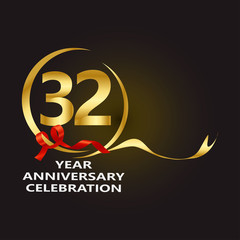 32 Year Anniversary Vector Template Design Illustration