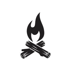 Campfire with firewood icon template black color editable. Campfire with firewood icon symbol Flat vector illustration for graphic and web design.