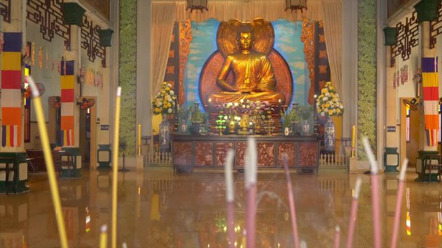 Buddha at Xa Loi Pagoda in Ho Chi Minh City, Altar, Buddhist Temple in Saigon