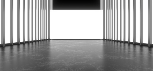 Fototapeta premium Beautiful composition of white neon lights on a black background. 3d rendering image.