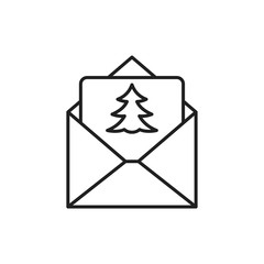 Christmas envelope with paper card icon template black color editable. Christmas envelope with paper card icon symbol Flat vector illustration for graphic and web design.