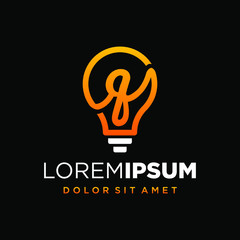 Initial Letter Q with Lamp or Idea Logo Design Concept