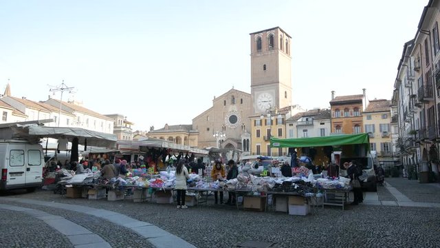 Lodi, Italy, the market in Vittoria square