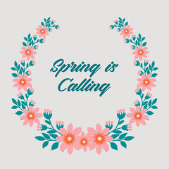 Beautiful shape of leaf and floral frame, for spring calling greeting card design. Vector