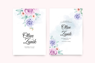 Beautiful floral aquarel on wedding card template