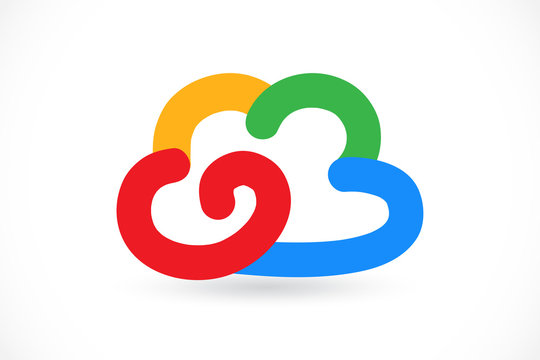 Cloud colorful technology symbol logo vector