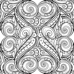 Black and white abstract floral seamless pattern.