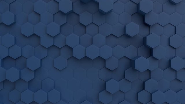 Abstract 3D Technology Navy Blue Hexagonal Tiles Background