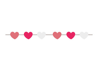 cute hearts hanging decoration isolated icon vector illustration design