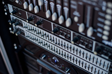 sound check for concert, mixer control, music engineer, backstage 